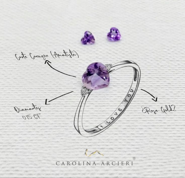 Anillo corazón de amatista
